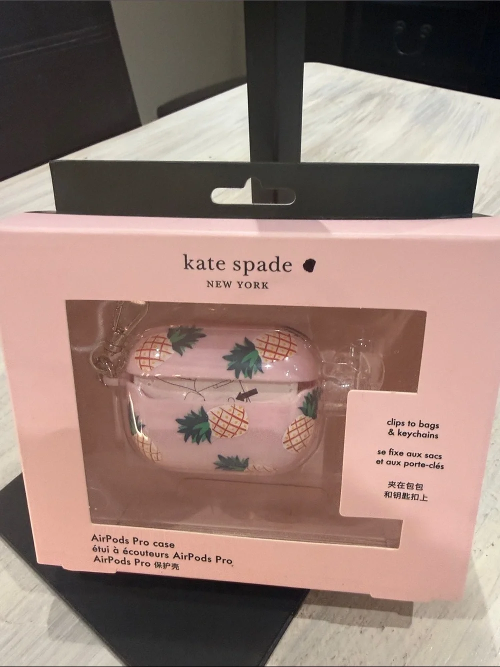 kate spade Pink Pineapple AirPods Pro Case with Gold Accents